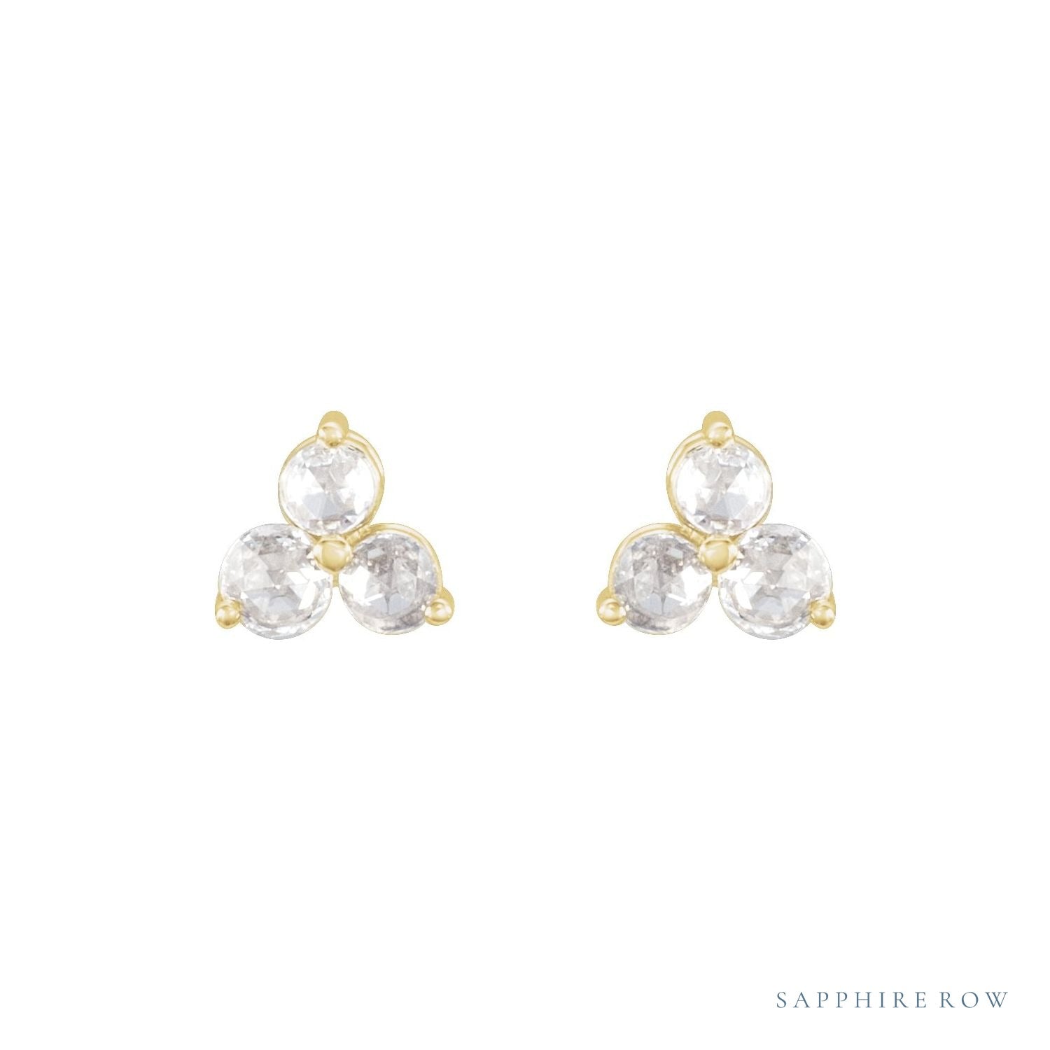 Sapphire Row Natural Diamond Trio Earrings - 14K Yellow Gold (view 2)