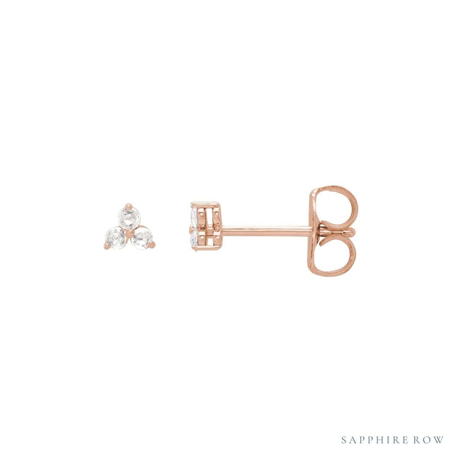 Sapphire Row Natural Diamond Trio Earrings - 14K Rose Gold, .05 CTW
