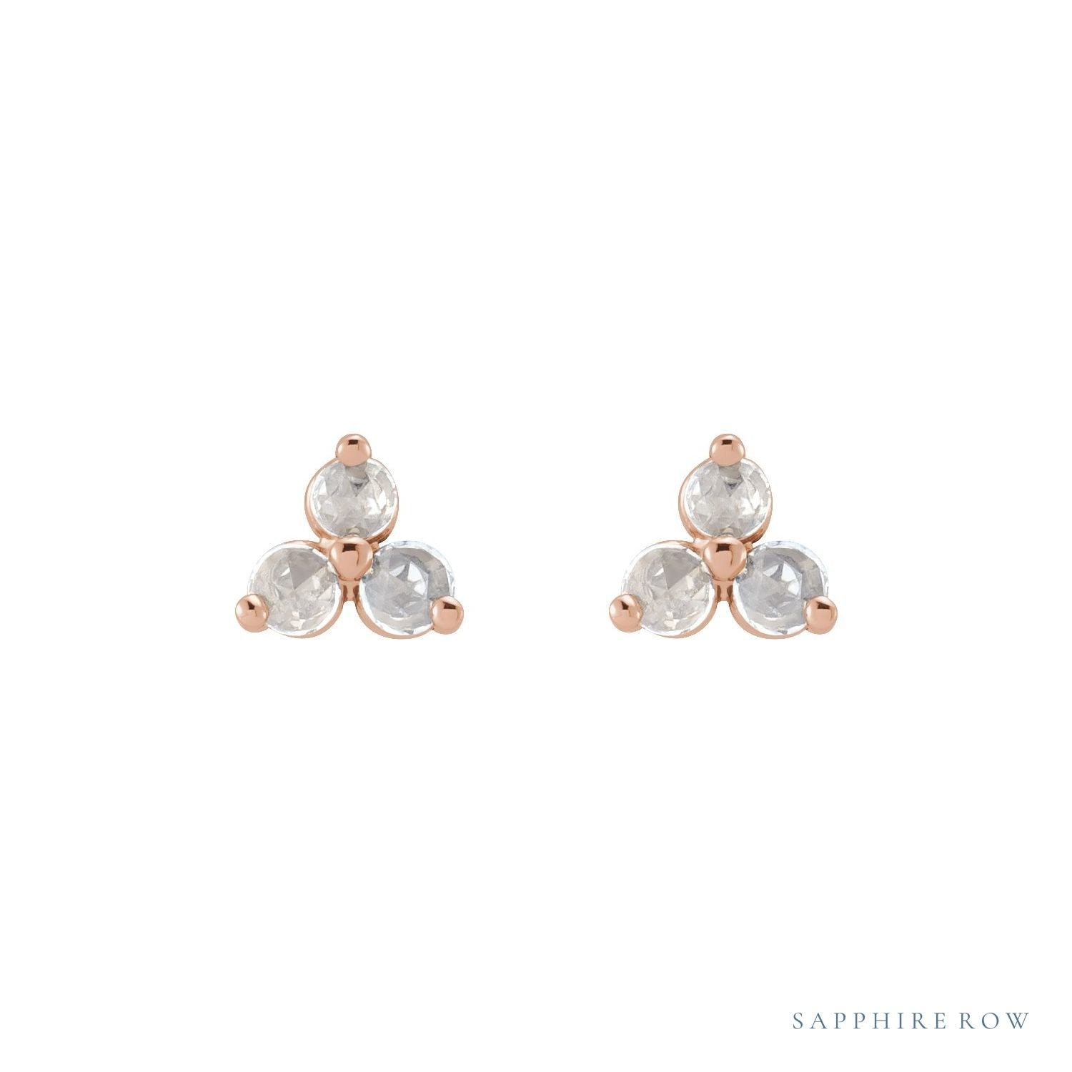 Sapphire Row Natural Diamond Trio Earrings - 14K Rose Gold, 1/8 CTW (view 2)