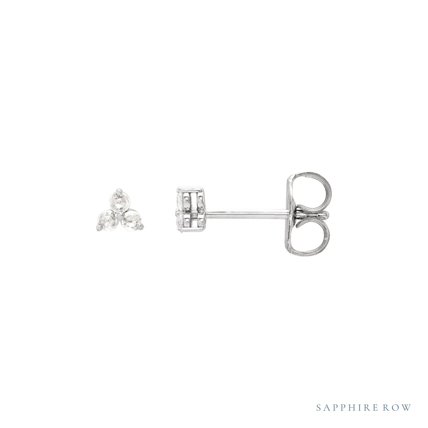 Sapphire Row Natural Diamond Trio Earrings - 14K White Gold, .05 CTW