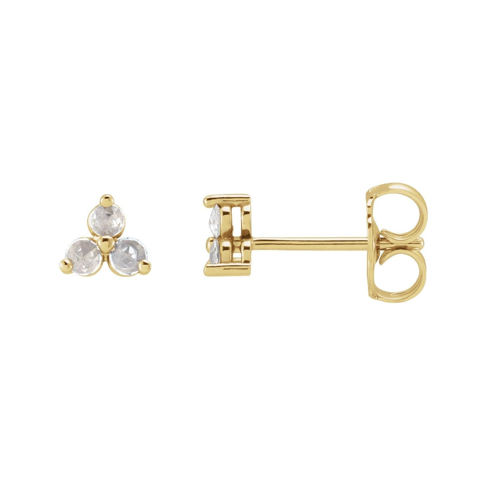 Sapphire Row Natural Diamond Trio Earrings - 14K Yellow Gold, 1/8 CTW