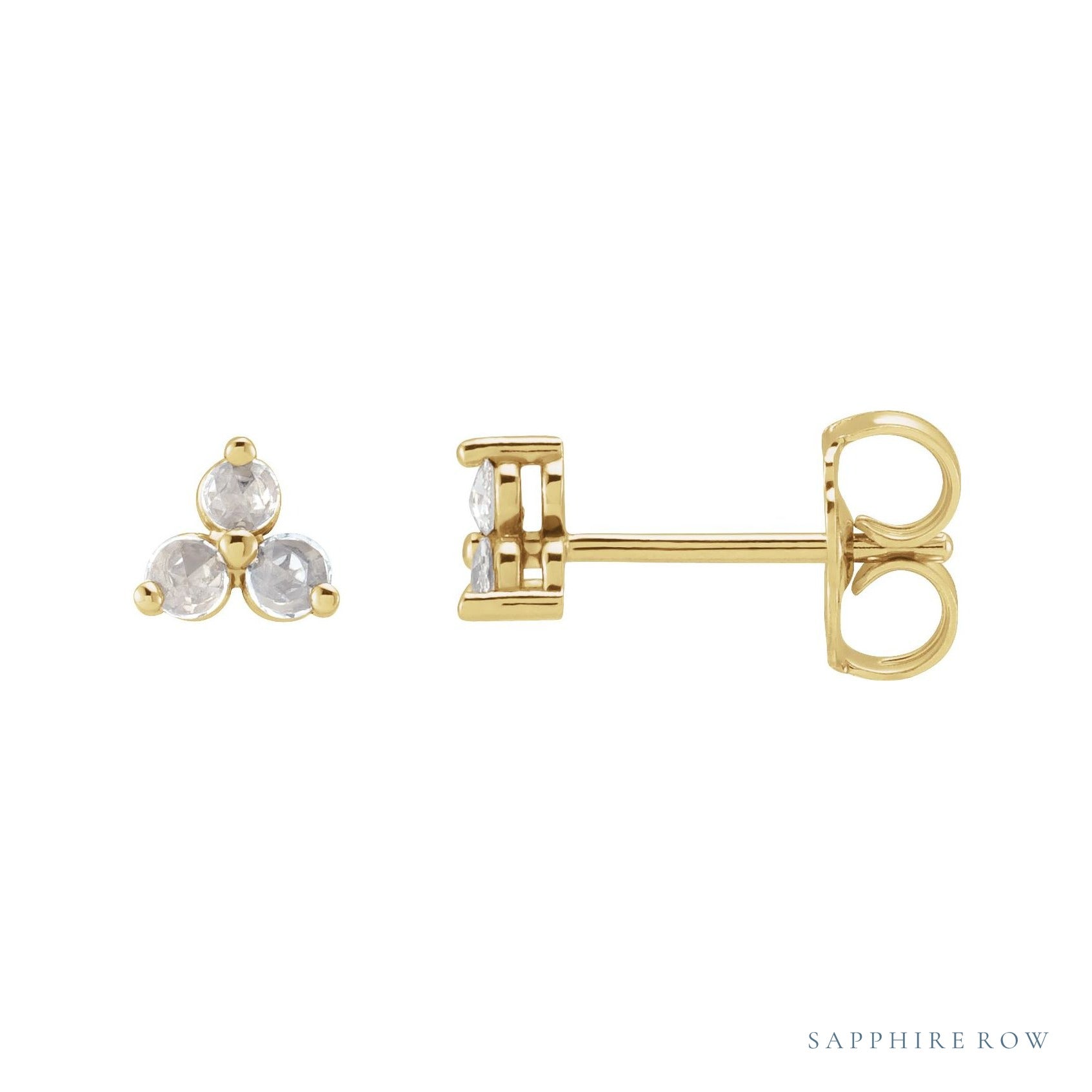 Sapphire Row Natural Diamond Trio Earrings - 14K Yellow Gold, 1/8 CTW