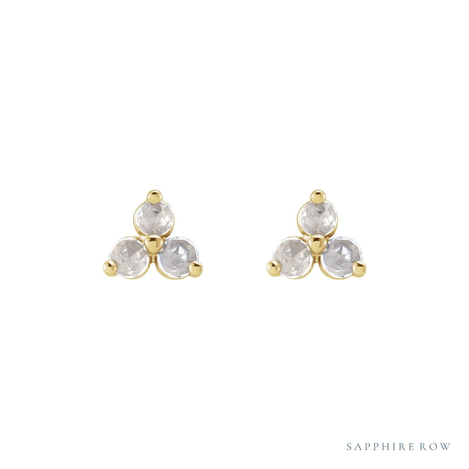 Sapphire Row Natural Diamond Trio Earrings - 14K Yellow Gold, 1/8 CTW (view 2)