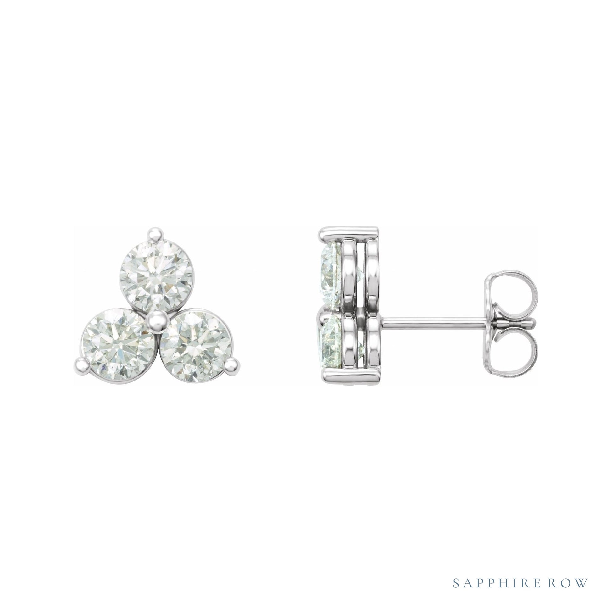 Sapphire Row Natural Diamond Trio Earrings - 14K White Gold, 1/4 CTW