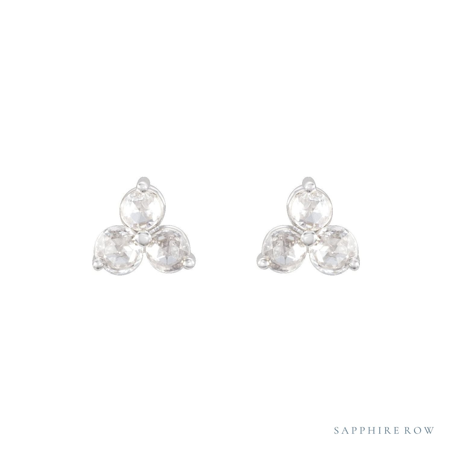 Sapphire Row Natural Diamond Trio Earrings - 14K White Gold, 1/4 CTW (view 2)