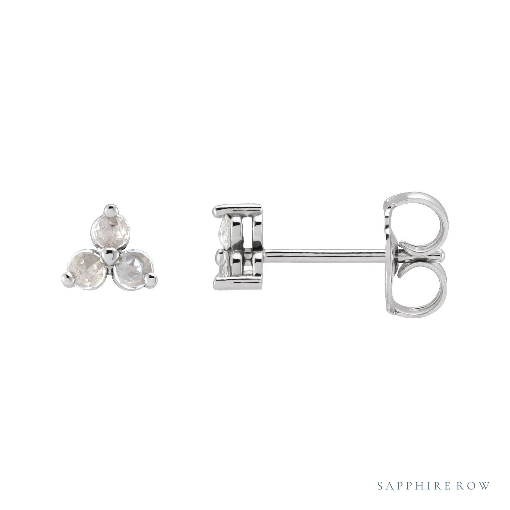 Sapphire Row Natural Diamond Trio Earrings - 14K White Gold, 1/8 CTW