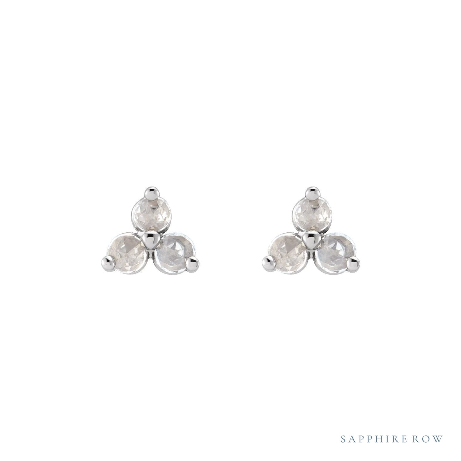 Sapphire Row Natural Diamond Trio Earrings - 14K White Gold, 1/8 CTW (view 2)