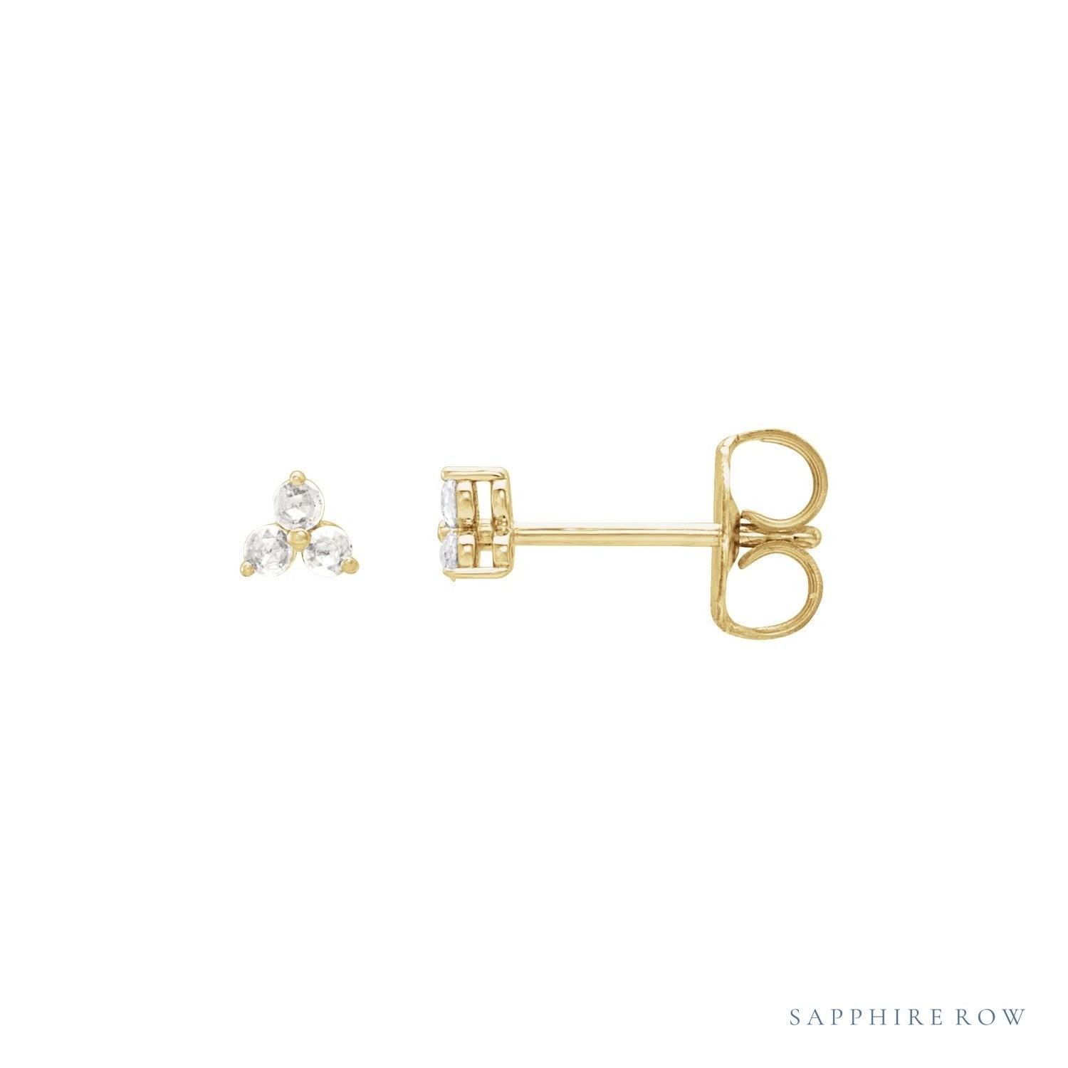 Sapphire Row Natural Diamond Trio Earrings - 14K Yellow Gold, .05 CTW
