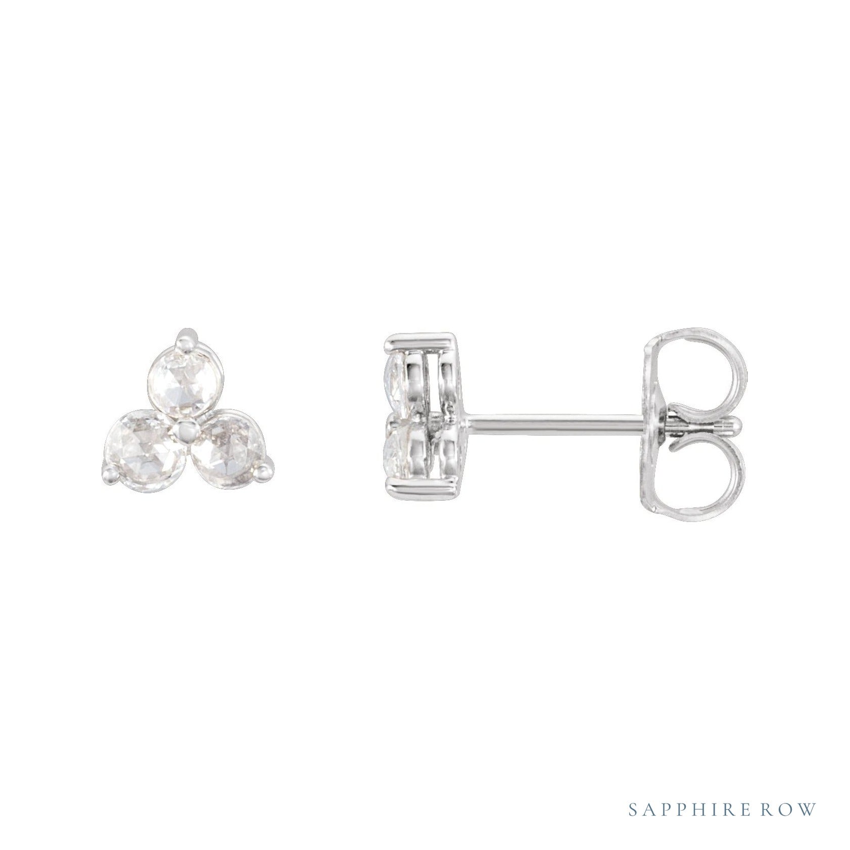 Sapphire Row Lab-Grown Diamond Trio Earrings - 14K White Gold, 1/8 CTW