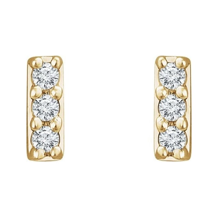 Sapphire Row Natural Diamond Mini Pavé Bar Earrings - 14K Yellow Gold (view 2)