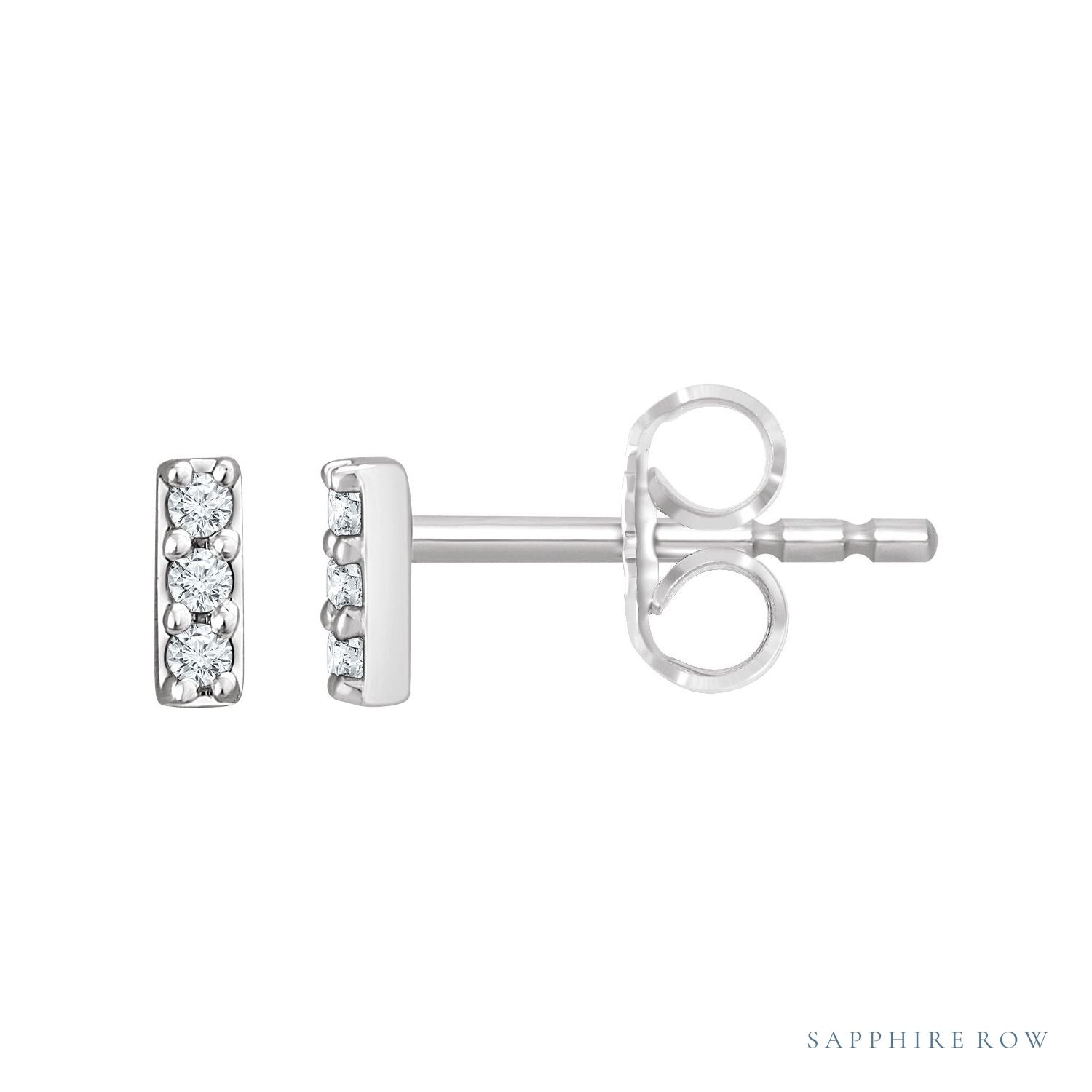 Sapphire Row Lab-Grown Diamond Mini Pavé Bar Earrings - 14K White Gold