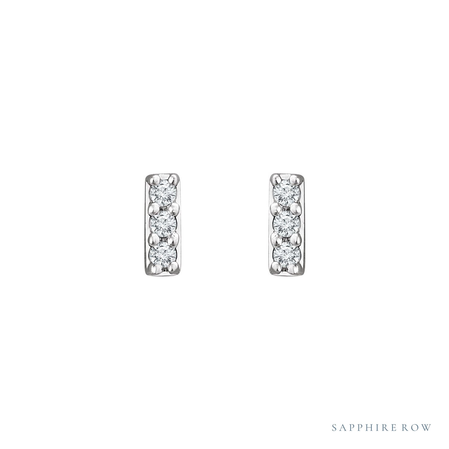 Sapphire Row Lab-Grown Diamond Mini Pavé Bar Earrings - 14K White Gold (view 2)