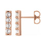 Sapphire Row Natural Diamond Large Bar Earrings - 14K Rose Gold