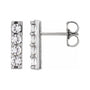 Sapphire Row Natural Diamond Large Bar Earrings - 14K White Gold