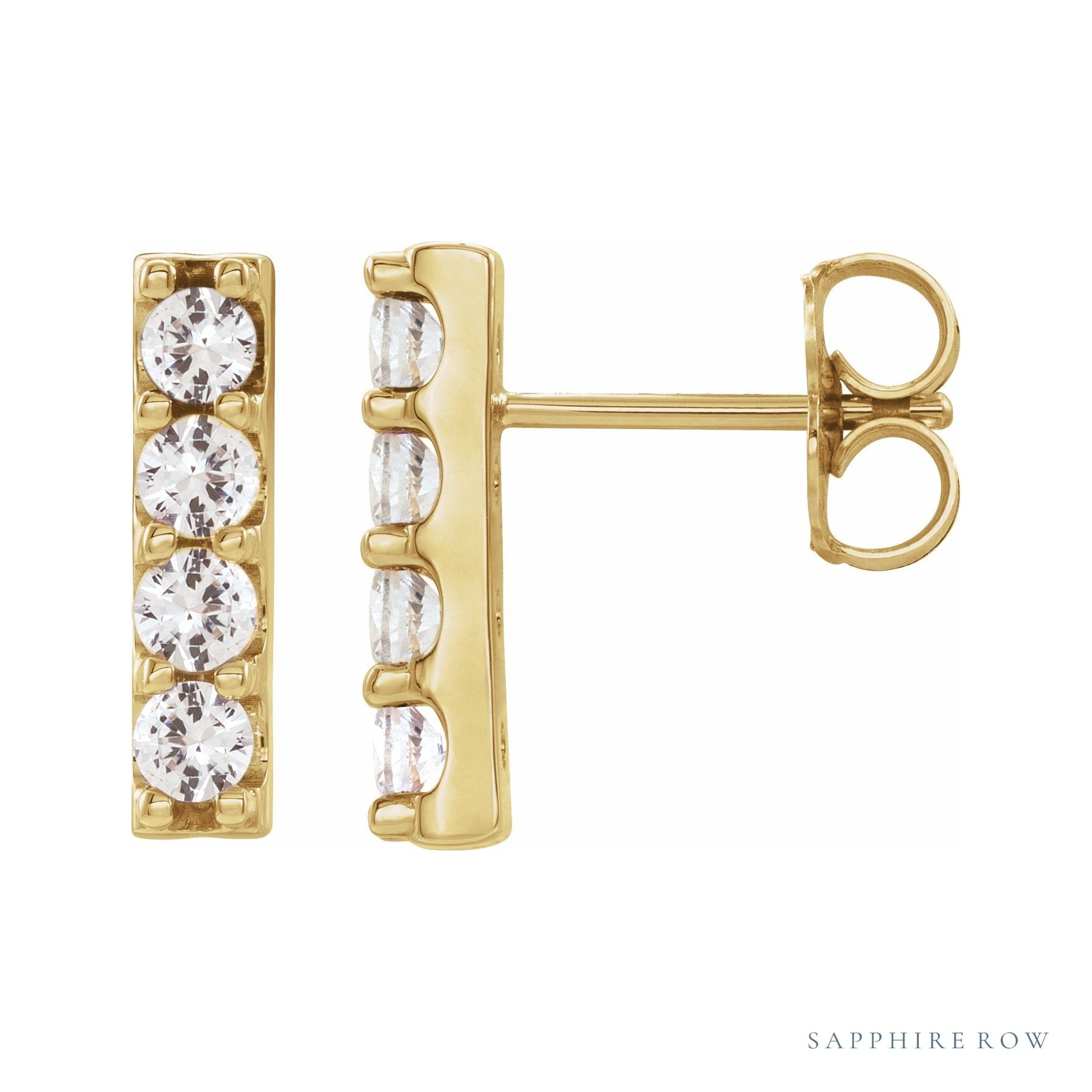 Sapphire Row Lab-Grown Diamond Large Bar Earrings - 14K Yellow Gold