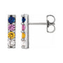 Sapphire Row Natural Multi-Gemstone Bar Earrings - 14K White Gold