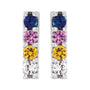 Sapphire Row Natural Multi-Gemstone Bar Earrings - 14K White Gold (view 2)