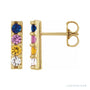 Sapphire Row Natural Multi-Gemstone Bar Earrings - 14K Yellow Gold