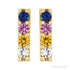 Sapphire Row Natural Multi-Gemstone Bar Earrings - 14K Yellow Gold (view 2)
