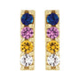 Sapphire Row Natural Multi-Gemstone Bar Earrings - 14K Yellow Gold (view 2)