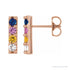 Sapphire Row Natural Multi-Gemstone Bar Earrings - 14K Rose Gold