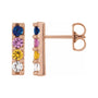 Sapphire Row Natural Multi-Gemstone Bar Earrings - 14K Rose Gold
