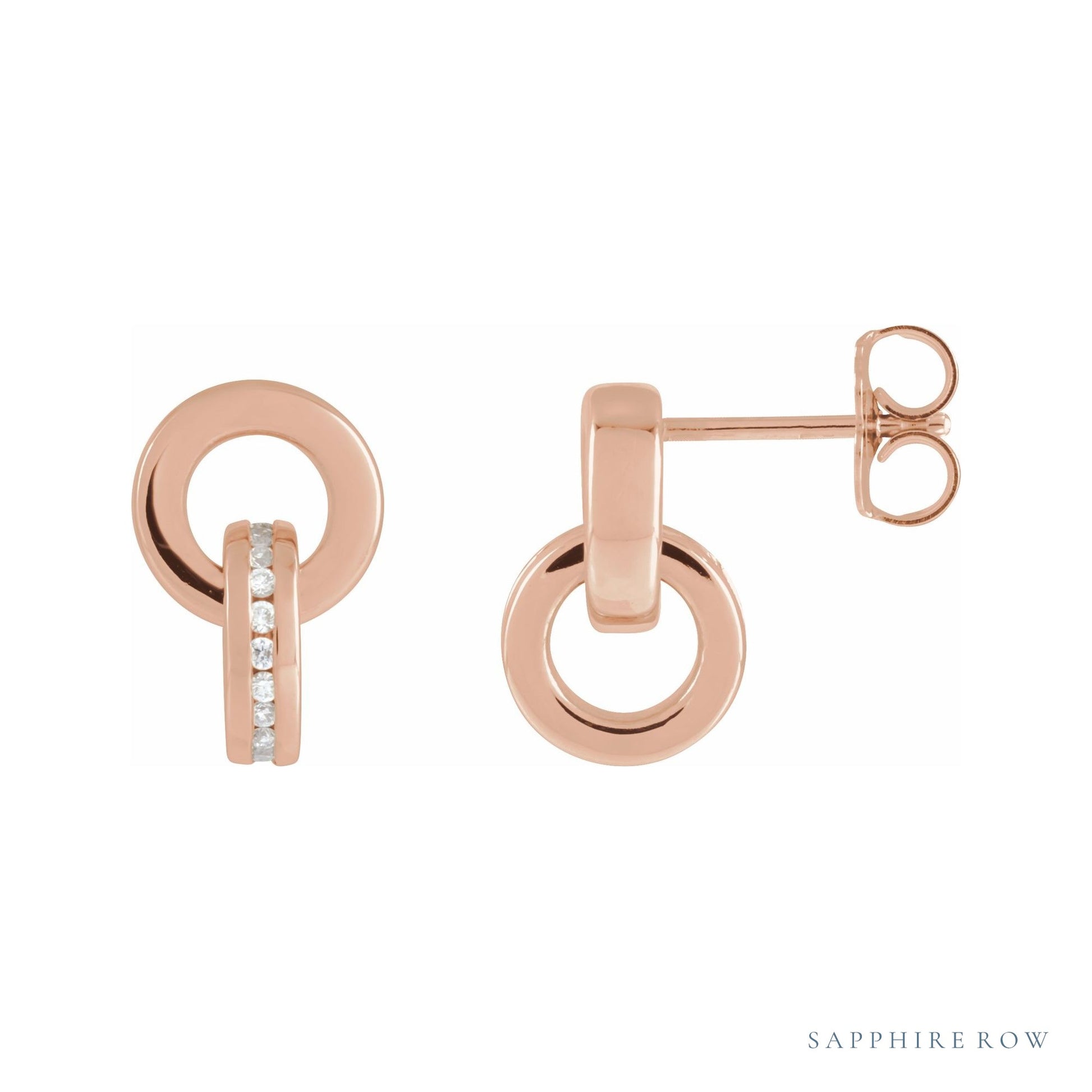 Sapphire Row Lab-Grown Diamond Circle Drop Earrings - 14K Rose Gold