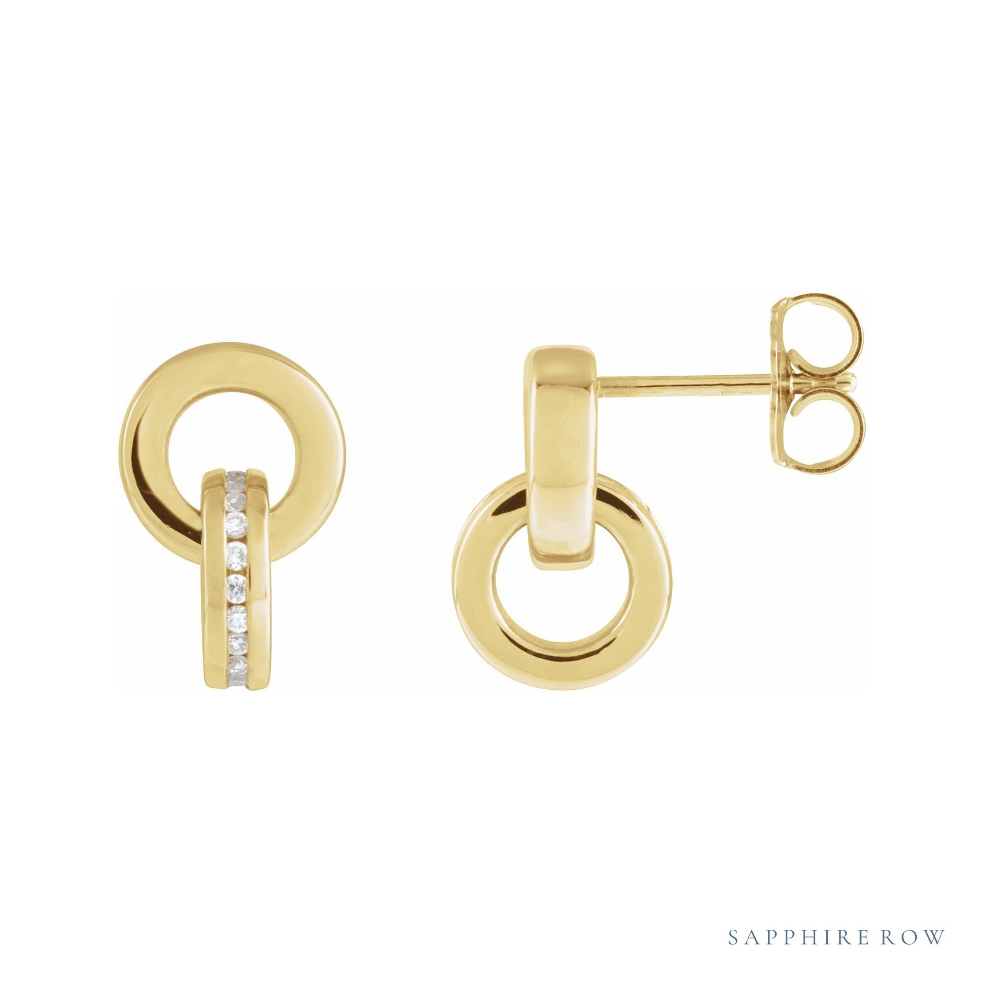 Sapphire Row Lab-Grown Diamond Circle Drop Earrings - 14K Yellow Gold