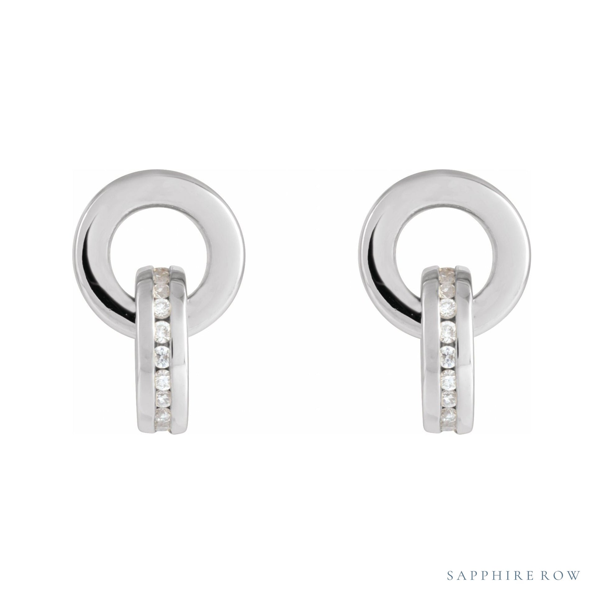 Sapphire Row Lab-Grown Diamond Circle Drop Earrings - Platinum (view 2)
