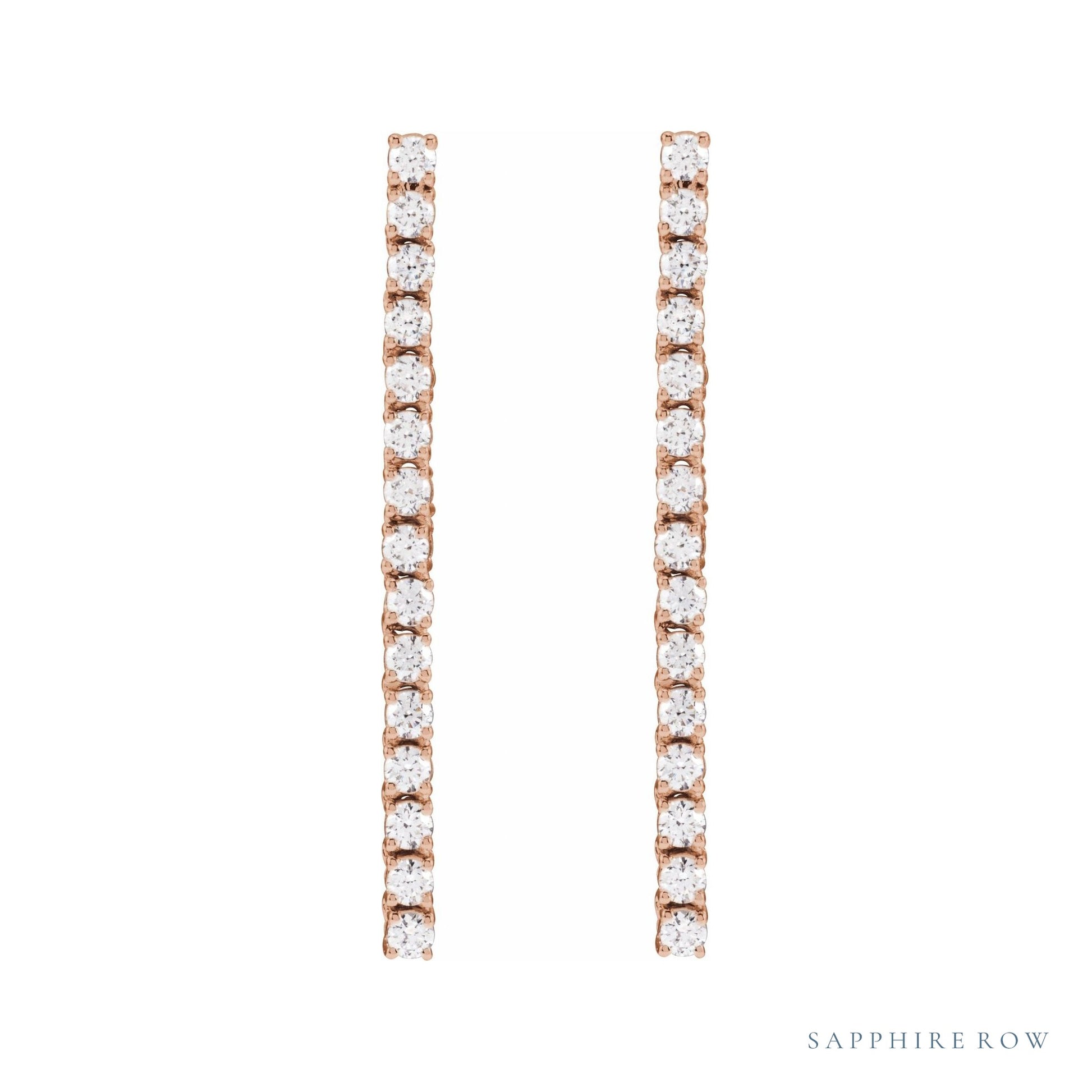 Sapphire Row Lab-Grown Diamond Mini Round Tennis Earrings - 14K Rose Gold (view 2)