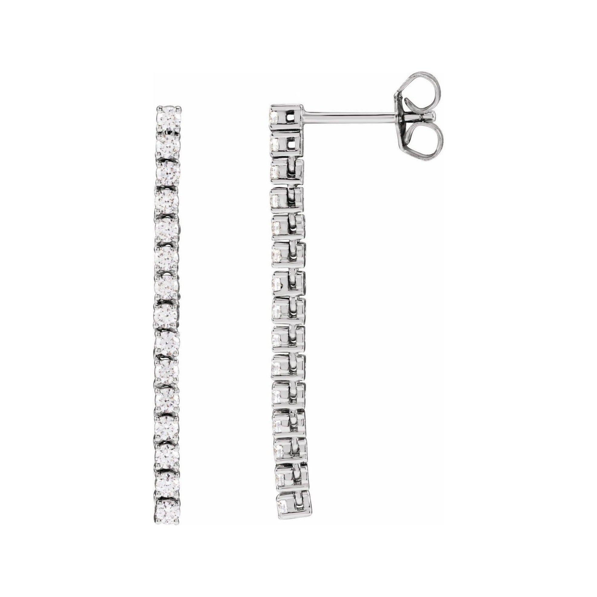 Sapphire Row Lab-Grown Diamond Mini Round Tennis Earrings - 14K White Gold