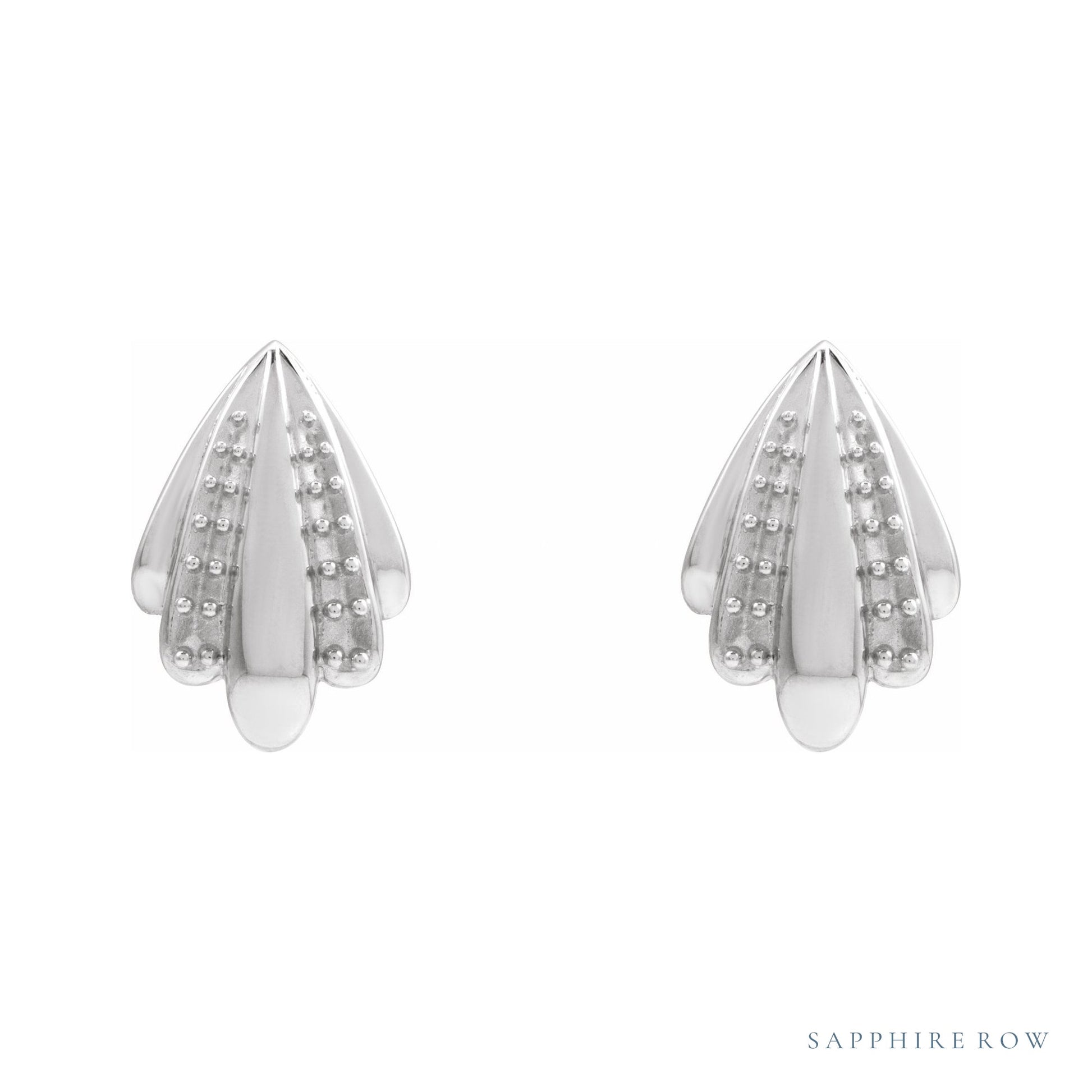 Sapphire Row Natural Diamond Shell Earrings - Platinum (view 2)