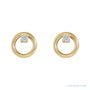 Sapphire Row Natural Diamond Circle Earrings - 14K Yellow Gold (view 2)