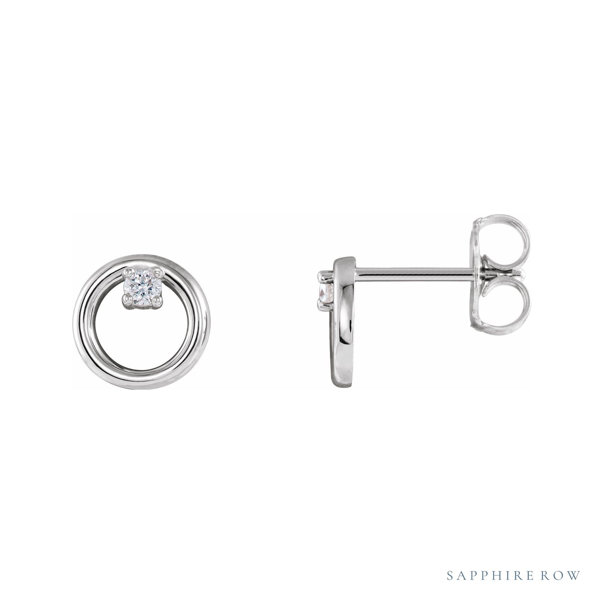Sapphire Row Natural Diamond Circle Earrings - Platinum