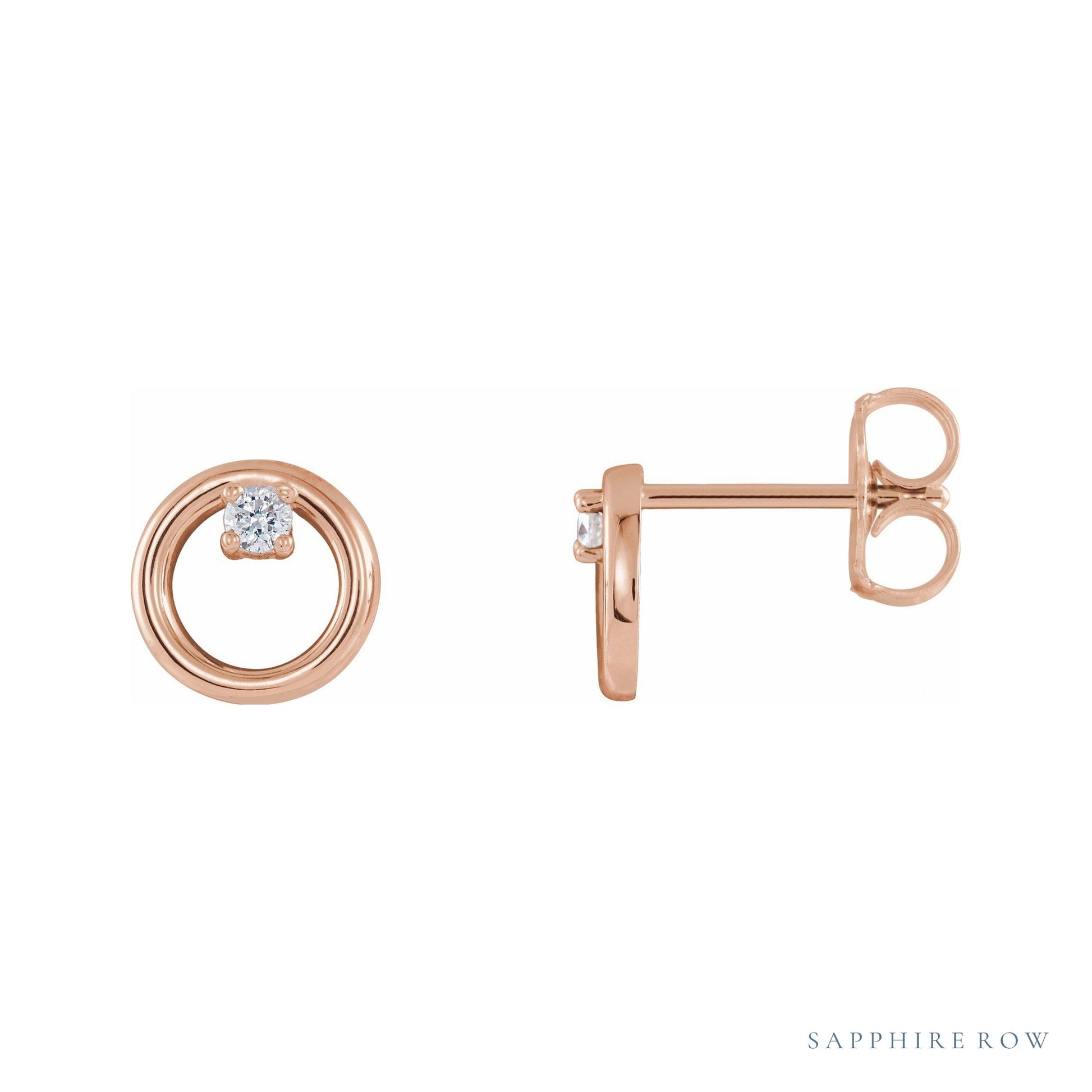 Sapphire Row Natural Diamond Circle Earrings - 14K Rose Gold