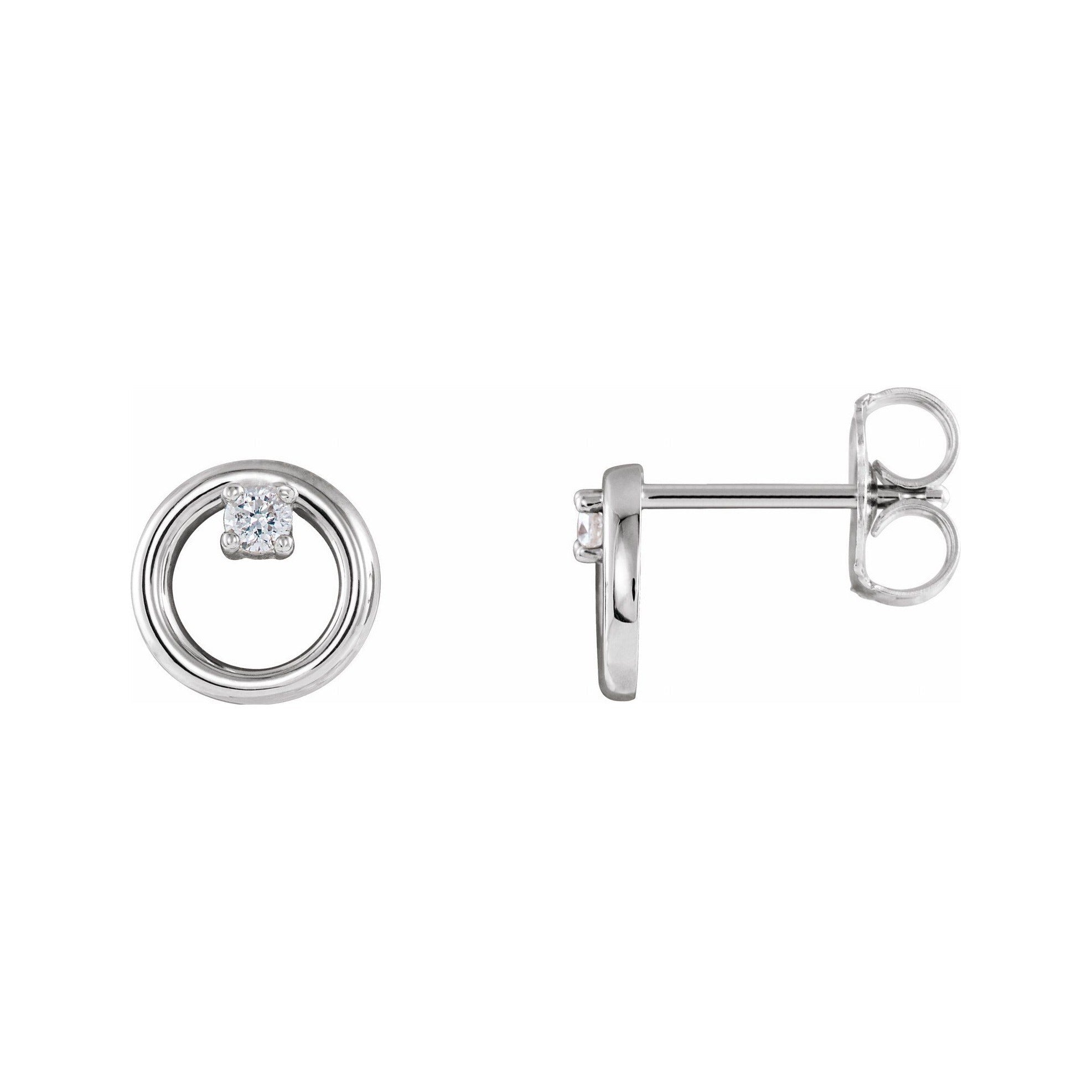 Sapphire Row Natural Diamond Circle Earrings - 14K White Gold
