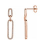 Sapphire Row Natural Diamond Long Link Earrings - 14K Rose Gold