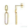 Sapphire Row Natural Diamond Long Link Earrings - 14K Yellow Gold