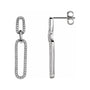 Sapphire Row Natural Diamond Long Link Earrings - 14K White Gold