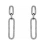Sapphire Row Natural Diamond Long Link Earrings - 14K White Gold (view 2)