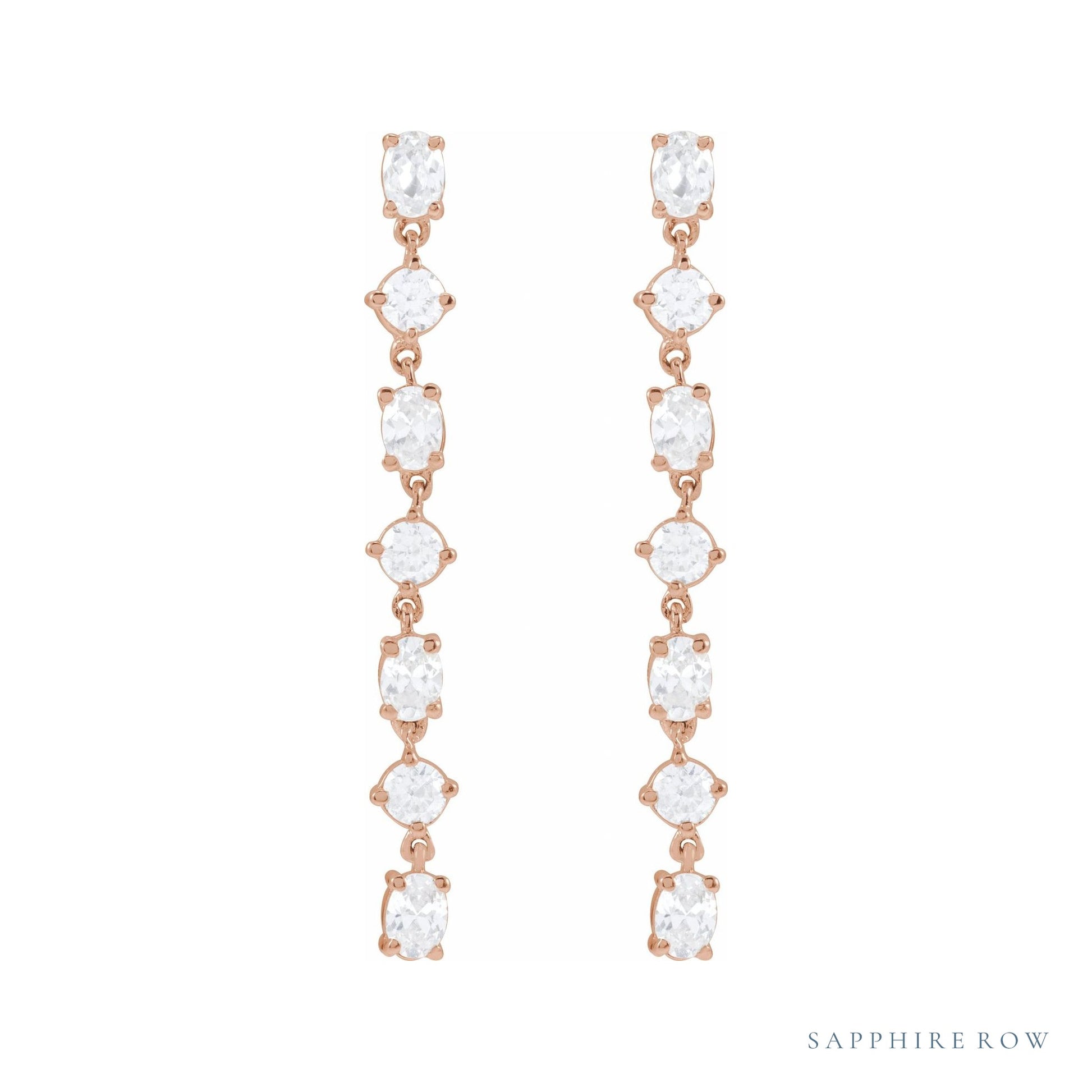 Sapphire Row Lab-Grown Diamond Fancy Mixed-Cut Tennis Earrings - 14K Rose Gold (view 2)