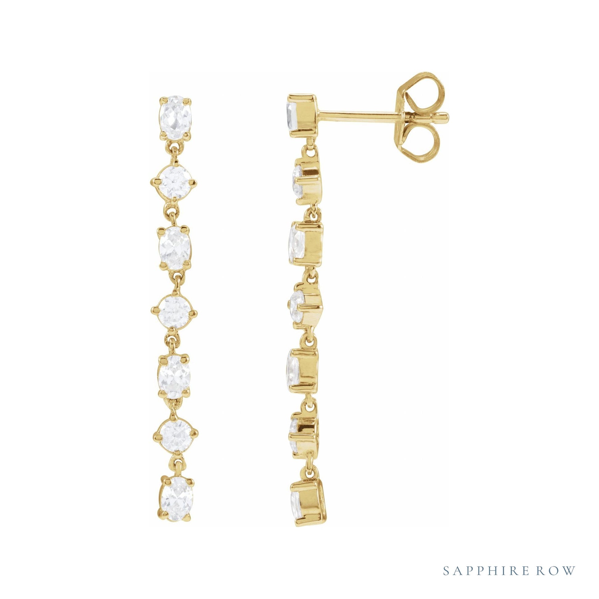 Sapphire Row Lab-Grown Diamond Fancy Mixed-Cut Tennis Earrings - 14K Yellow Gold