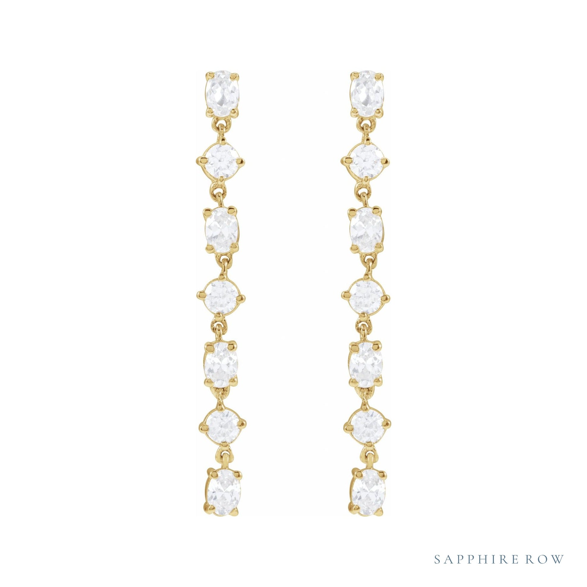 Sapphire Row Lab-Grown Diamond Fancy Mixed-Cut Tennis Earrings - 14K Yellow Gold (view 2)