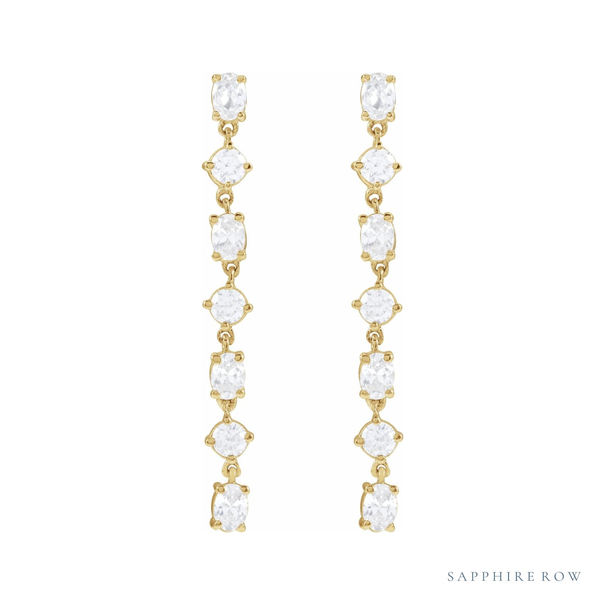 Sapphire Row Lab-Grown Diamond Fancy Mixed-Cut Tennis Earrings - 14K Yellow Gold (view 2)