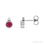 Sapphire Row Natural Gemstone Accented Bezel Earrings - Ruby, 14K White Gold, 4 mm