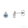 Sapphire Row Natural Gemstone Accented Bezel Earrings - Aquamarine, 14K White Gold, 4 mm
