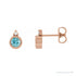 Sapphire Row Natural Gemstone Accented Bezel Earrings - Blue Zircon, 14K Rose Gold, 4 mm