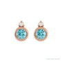 Sapphire Row Natural Gemstone Accented Bezel Earrings - Blue Zircon, 14K Rose Gold, 4 mm (view 2)