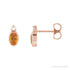 Sapphire Row Natural Gemstone Accented Bezel Earrings - Citrine, 14K Rose Gold, 5 x 3 mm