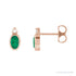 Sapphire Row Natural Gemstone Accented Bezel Earrings - Emerald, 14K Rose Gold, 5 x 3 mm